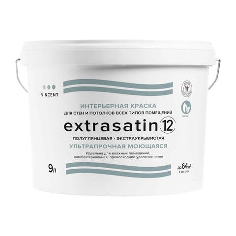 Краска для кухни и ванной Vincent Extrasatin 12 / Винсент Экстрасатин