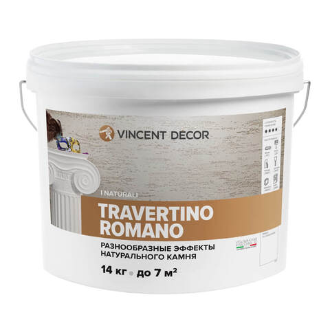 Декоративная штукатурка с эффектом камня травертина Vincent Decor Travertino Romano / Винсент Декор
