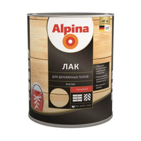 Лак для деревянных полов Alpina / Альпина глянцевый