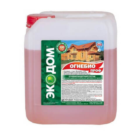 Огнебиозащитный пропиточный состав для древесины розовый Экодом Огнебиопроф