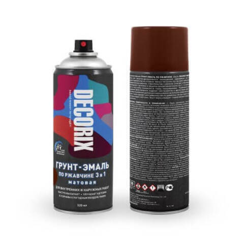 Грунт-эмаль по ржавчине 3 в 1 матовая в аэрозоли Decorix / Декорикс