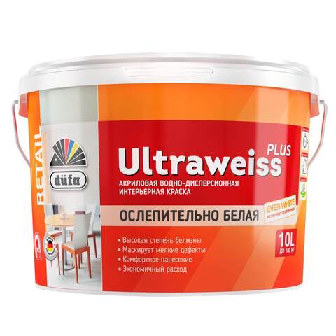 Краска акриловая супербелая Dufa Retail Ultraweiss Plus / Дюфа Ритейл Ультравайс Плюс