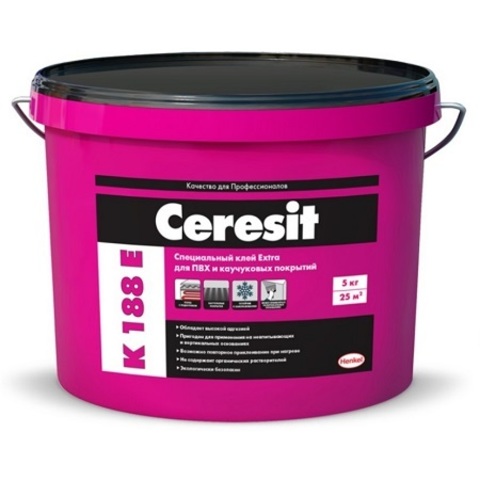 Клей для напольных каучуковых и ПВХ покрытий Ceresit K 188E Extra / Церезит