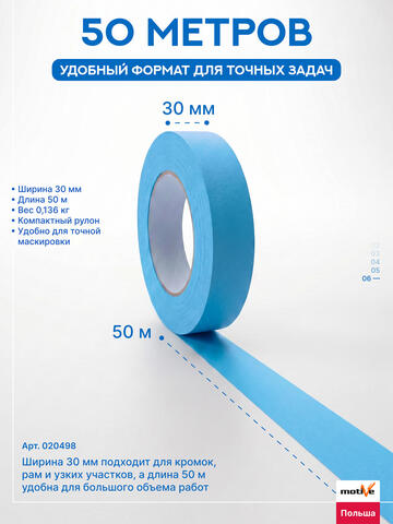 Лента малярная голубая Motive Washi Light / Мотив