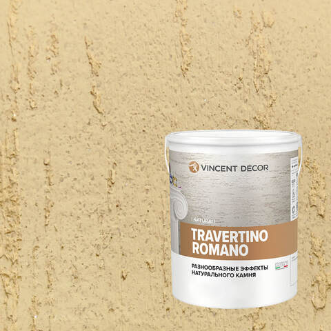 Декоративная штукатурка с эффектом камня травертина Vincent Decor Travertino Romano / Винсент Декор