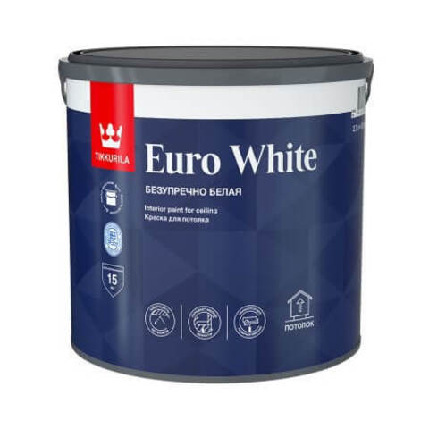 Купить Краска для потолков Tikkurila Euro White / Тиккурила Евро ...