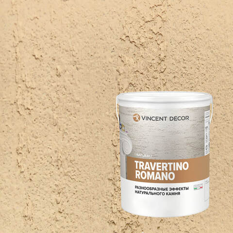 Декоративная штукатурка с эффектом камня травертина Vincent Decor Travertino Romano / Винсент Декор