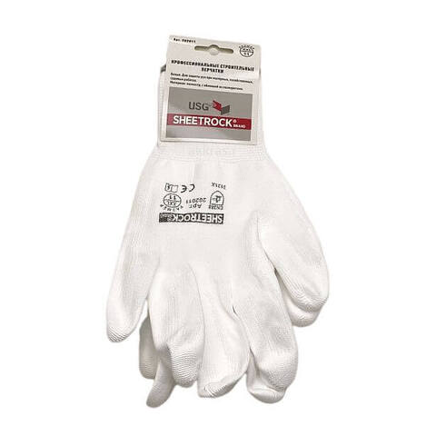 Перчатки белые с обливкой из белого полиуретана Sheetrock / Шитрок