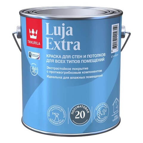 Краска противогрибковая для влажных помещений Tikkurila Luja Extra 20 / Тиккурила Луя Эктра 20