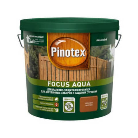 Полукроющая пропитка для деревянных заборов Pinotex Focus Aqua / Пинотекс Фокус Аква
