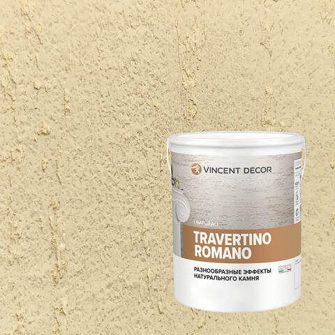 Декоративная штукатурка с эффектом камня травертина Vincent Decor Travertino Romano / Винсент Декор