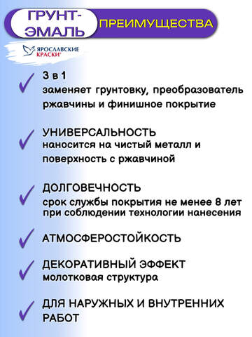 Грунт-эмаль 3в1 для металла молотковая ЯрКраски