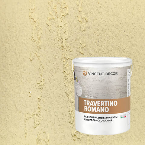 Декоративная штукатурка с эффектом камня травертина Vincent Decor Travertino Romano / Винсент Декор