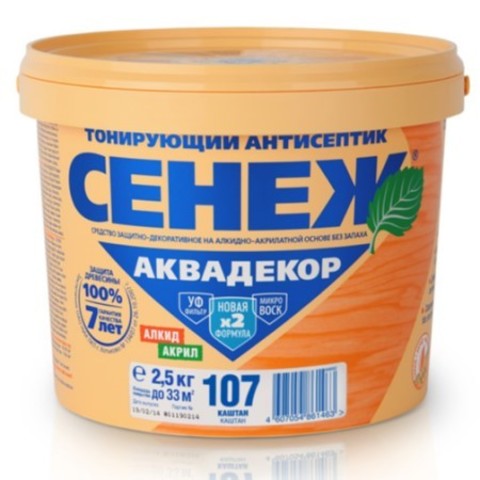 Антисептик тонирующий для древесины Сенеж Аквадекор