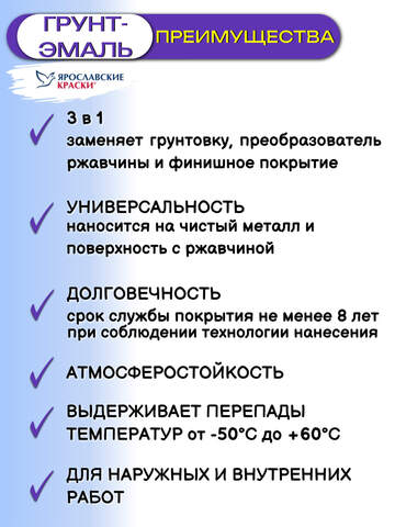 Грунт-эмаль 3в1 для металла ЯрКраски