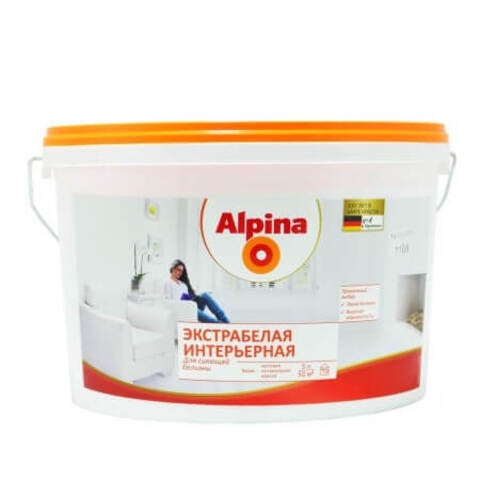 Краска для стен и потолков Alpina / Альпина Экстрабелая Интерьерная матовая