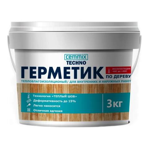 Герметик акриловый тепловлагоизоляционный для теплого шва по дереву Cemmix / Цеммикс