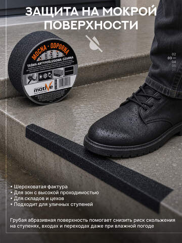 Лента противоскользящая черная Motive Black 20 217 / Мотив