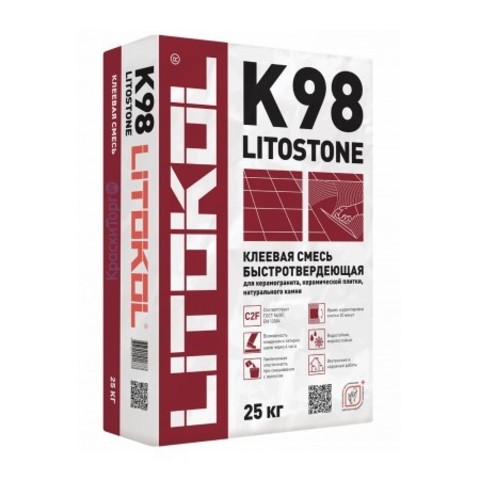 Клей для плитки быстротвердееющий серый Litokol Litostone K98 / Литокол Литостоун
