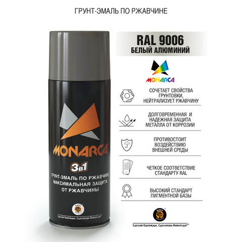 Грунт-эмаль по ржавчине аэрозольный Monarca / Монарка