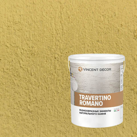 Декоративная штукатурка с эффектом камня травертина Vincent Decor Travertino Romano / Винсент Декор