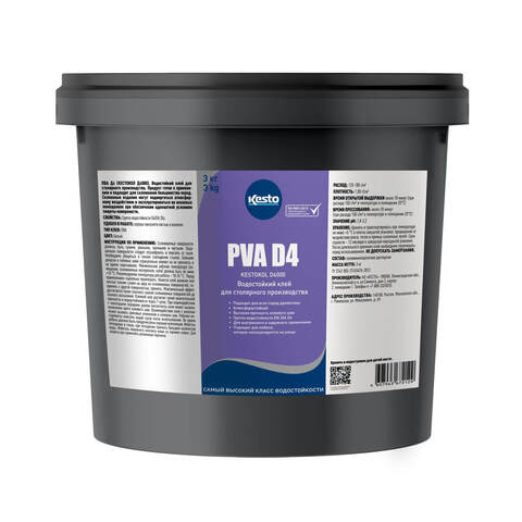 Клей ПВА столярный водостойкий Kesto PVA D4 / Кесто