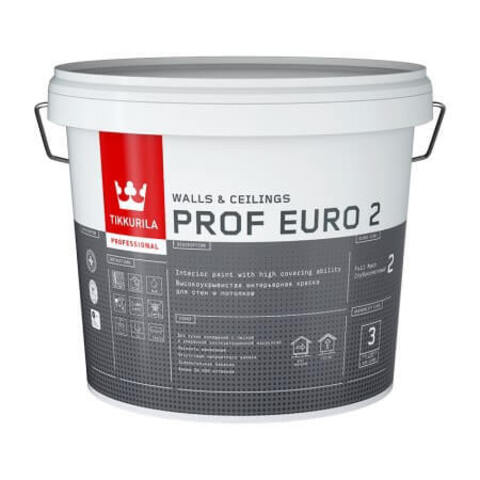 Краска для стен и потолков Tikkurila Prof Euro 2 / Тиккурила Проф Евро 2 глубокоматовая