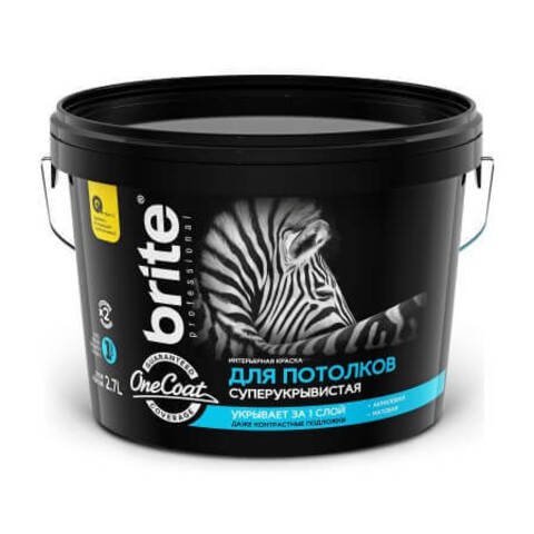 Краска для потолков суперукрывистая Brite Professional One Coat / Брайт