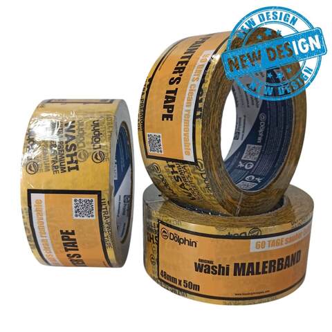 Лента малярная из рисовой бумаги Blue Dolphin Washi Tape / Блю Долфин