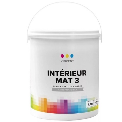 Краска для стен и потолков Vincent Interieur Mat 3 / Винсент Интерьер Мат 3 матовая