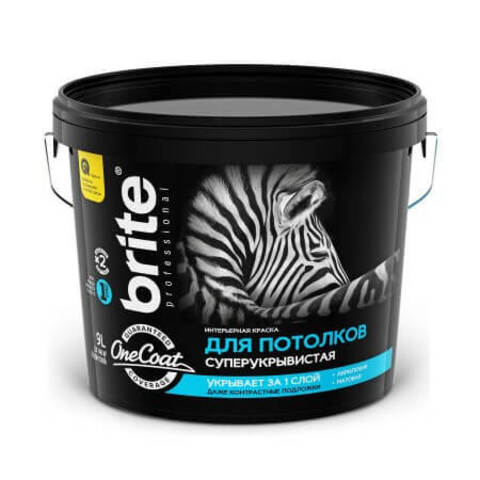 Краска для потолков суперукрывистая Brite Professional One Coat / Брайт