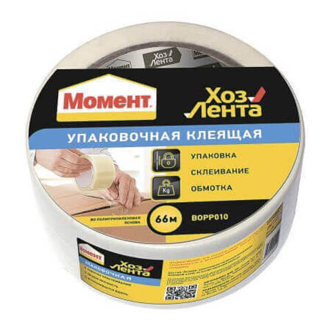 Лента прозрачная клеящая упаковочная Момент Хоз Лента