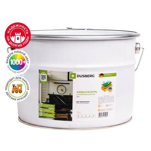 Аквалазурь с пчелиным воском для внутренних работ белая матовая Dusberg 3511 / Дусберг
