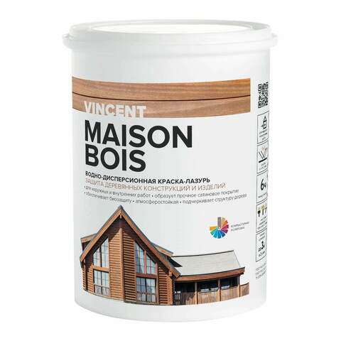 Краска для древесины Vincent Maison Bois / Винсент Мезон Буа шелковисто-глянцевая