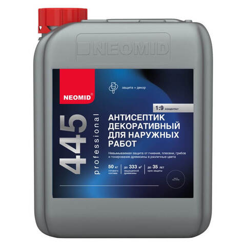 Антисептик декоративный для наружных работ Neomid 445 концентрат 1:9 / Неомид