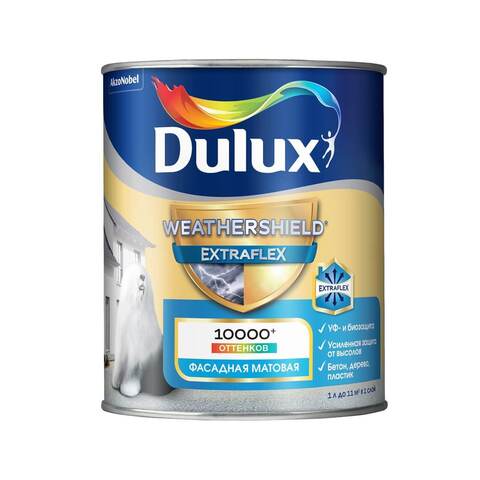 Краска для фасадов и цоколей Dulux Weathershield Extraflex / Дюлакс Экстрафлекс