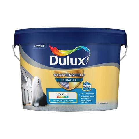 Краска для фасадов и цоколей Dulux Weathershield Extraflex / Дюлакс Экстрафлекс