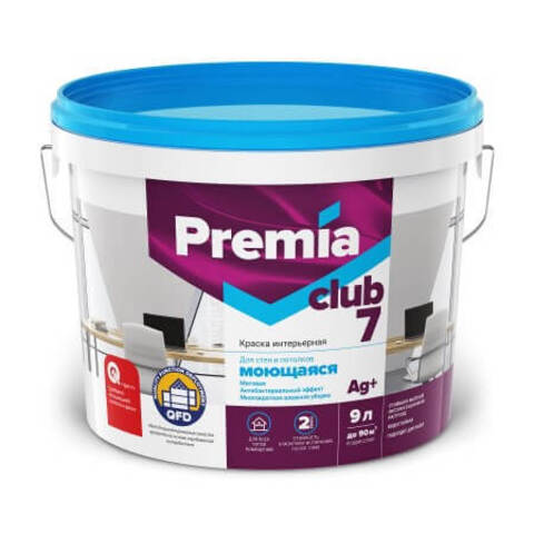 Краска для стен и потолков моющаяся матовая Premia Club 7 / Премиа Клаб 7