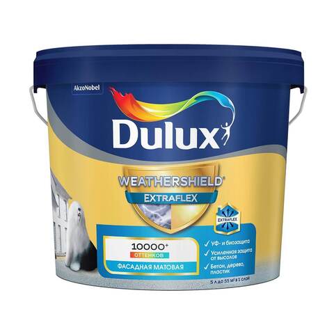 Краска для фасадов и цоколей Dulux Weathershield Extraflex / Дюлакс Экстрафлекс