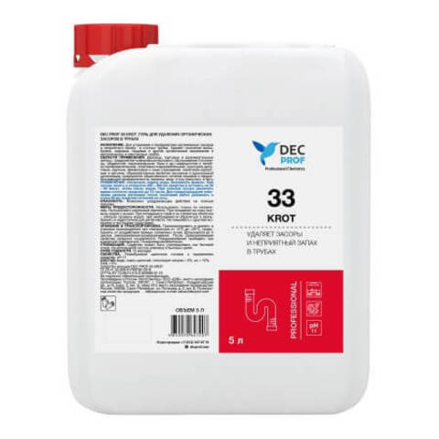 Гель для удаления засоров и отложений в трубах DEC PROF 33 Krot / ДЭК Проф Крот
