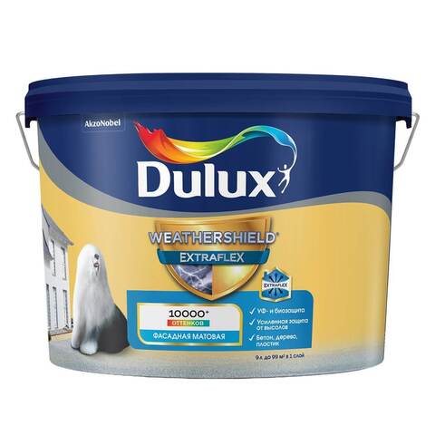 Краска для фасадов и цоколей Dulux Weathershield Extraflex / Дюлакс Экстрафлекс