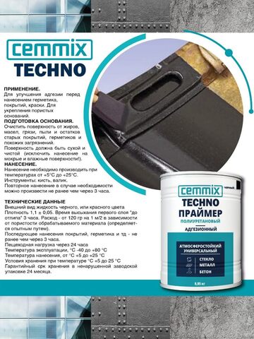 Праймер адгезионный полиуретановый Cemmix Techno / Цеммикс Техно