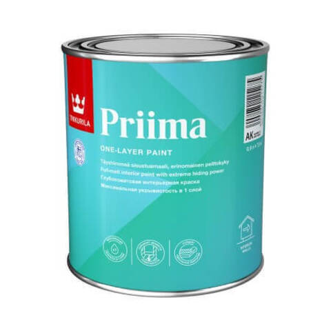 Краска интерьерная с укрывистостью в один слой Tikkurila Priima / Тиккурила Приима