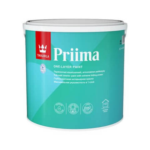 Краска интерьерная с укрывистостью в один слой Tikkurila Priima / Тиккурила Приима