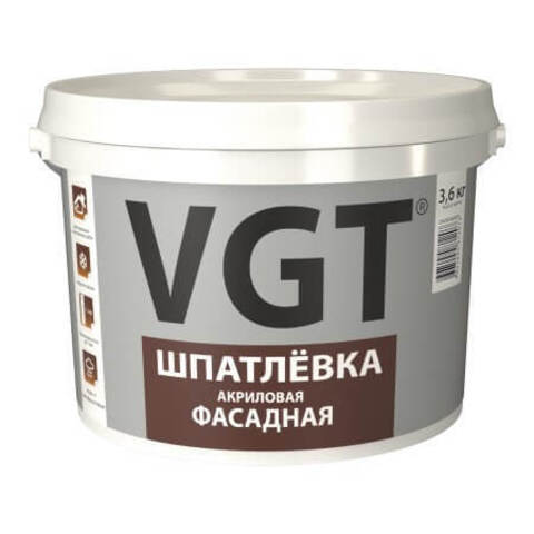 Шпатлевка акриловая фасадная VGT / ВГТ 3,6кг Шпатлевка акриловая фасадная VGT / ВГТ