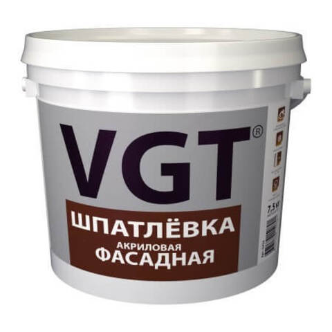 Шпатлевка акриловая фасадная VGT / ВГТ 7,5кг Шпатлевка акриловая фасадная VGT / ВГТ