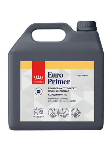 Грунтовка концентрированная 1:3 Tikkurila Euro Primer / Тиккурила Евро Праймер