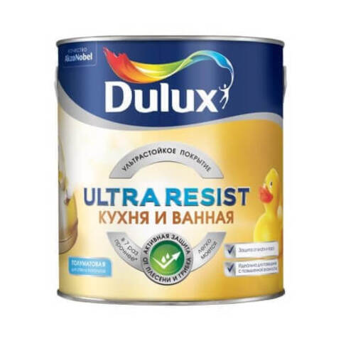Краска для стен и потолков Dulux Ultra Resist / Дюлакс Ультра Резист Кухня и Ванная матовая