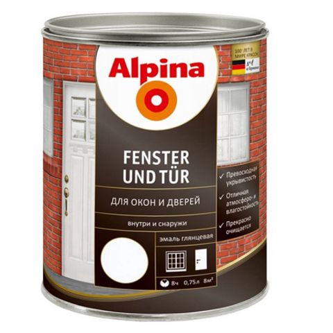 Эмаль для окон и дверей Alpina Fenster und Tür / Альпина глянцевая
