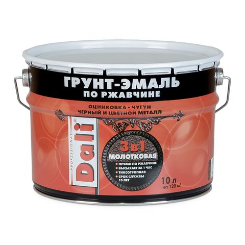 Грунт-эмаль по ржавчине молотковая 3 в 1 Dali / Дали